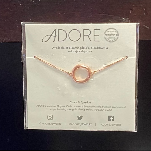NWT ADORE ORGANIC CIRCLE BEADED SWAROVSKI CRYSTAL ROSE GOLD BRACELET - Picture 11 of 12